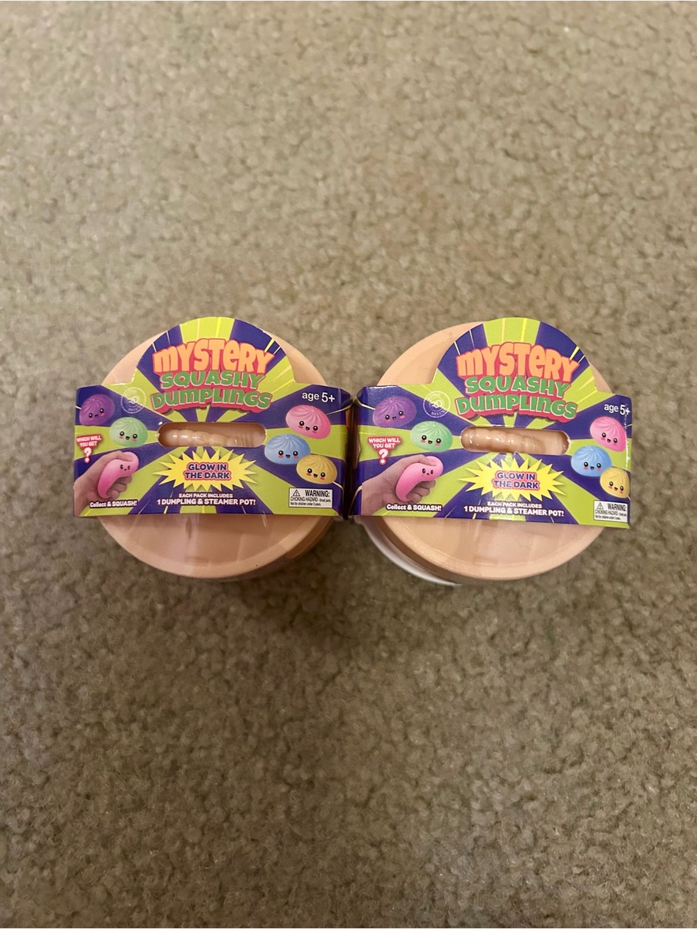 Lot Of 2 Squashy Dumplings Glow-in-the-Dark MYSTERY Packs Mini Size